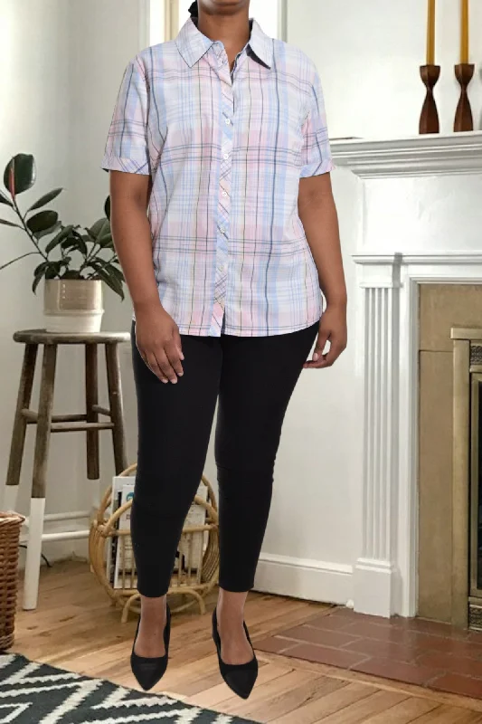 Trend Alert Blue And Pink Plaid Shirt