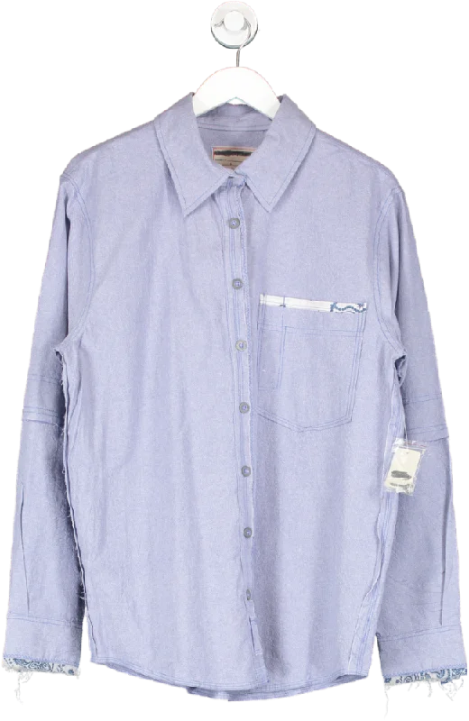 Stylish Looks Free People Blue Two To One Shirt UK S