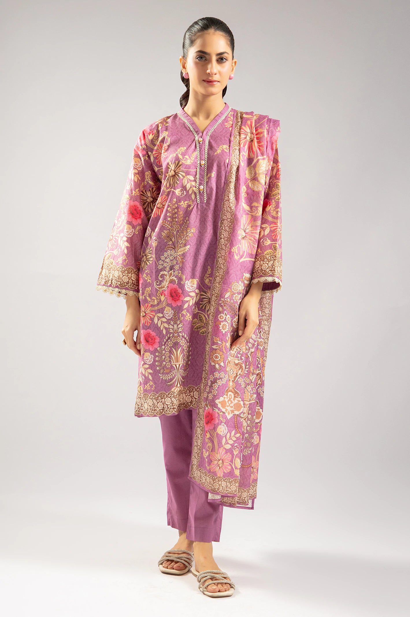 Seasonal Clearance Lilac Printed 3PC