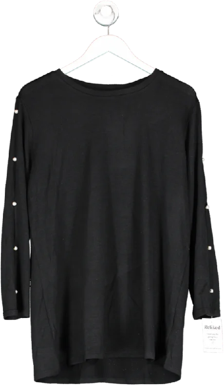 Fashion Deal V by Very Curve Crew Neck Pearl embellished Sleeve Detail Top - Black UK 18 Fashion Deal V by Very Curve Crew Neck Pearl embellished Sleeve Detail Top - Black UK 18