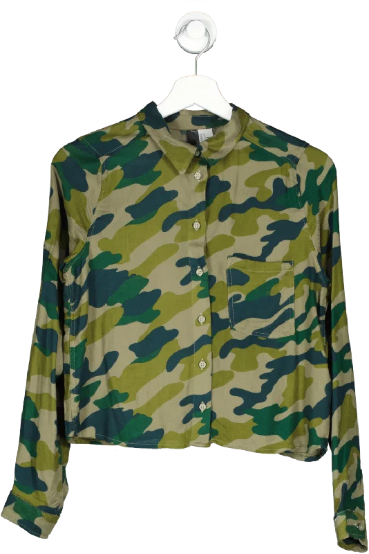 Stylish Savings H&M Green Camo Print Shirt UK S