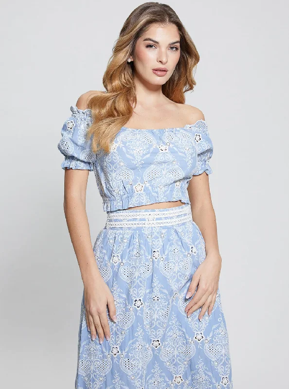 You'll Love Us Because Blue Off Shoulder Frida Top