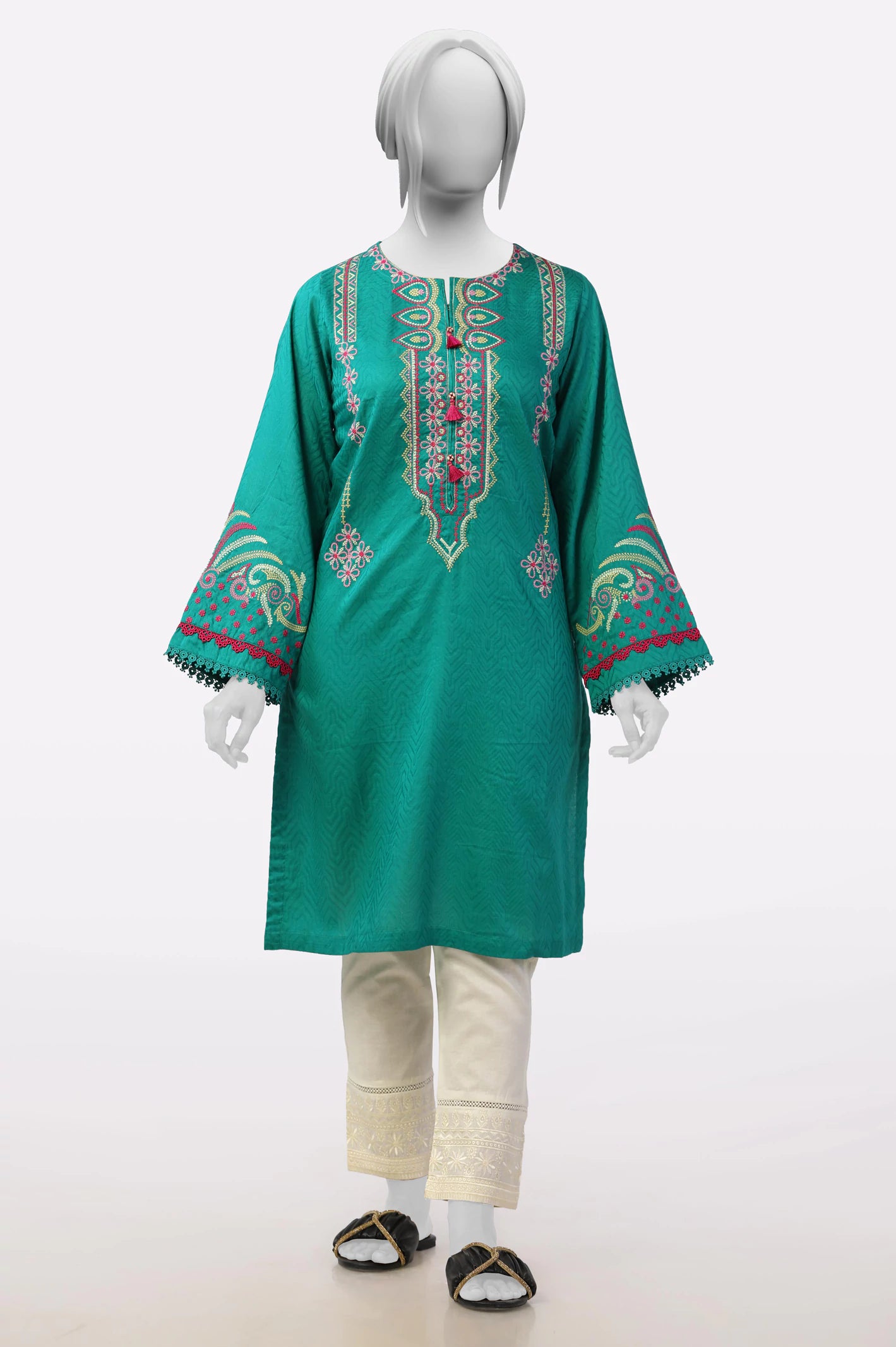 Explore What's New Green Embroidered Kurti