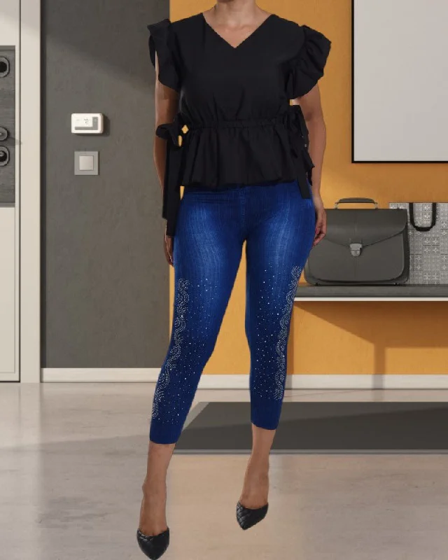 Sale Event, Prices Rock Ladies Flutter Sleeve Black Peplum Top