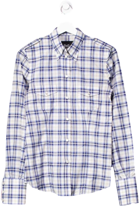 Seize Bargains Dolce & Gabbana Blue Checked Shirt UK 10