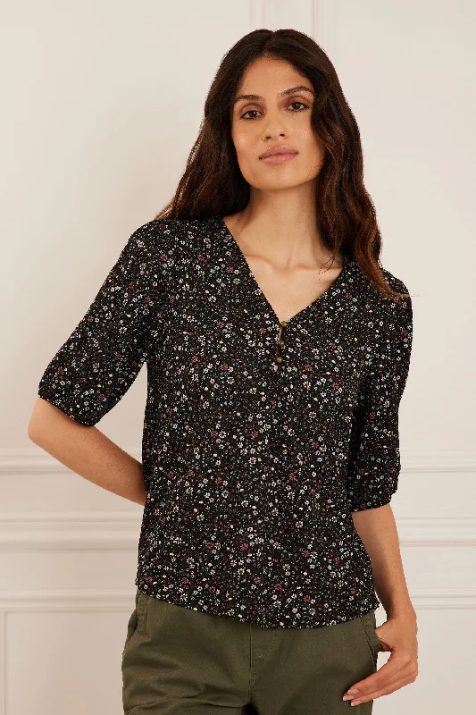 Street Style Discounts Chandail manches 3/4 bouffantes imprimé floral - Femme