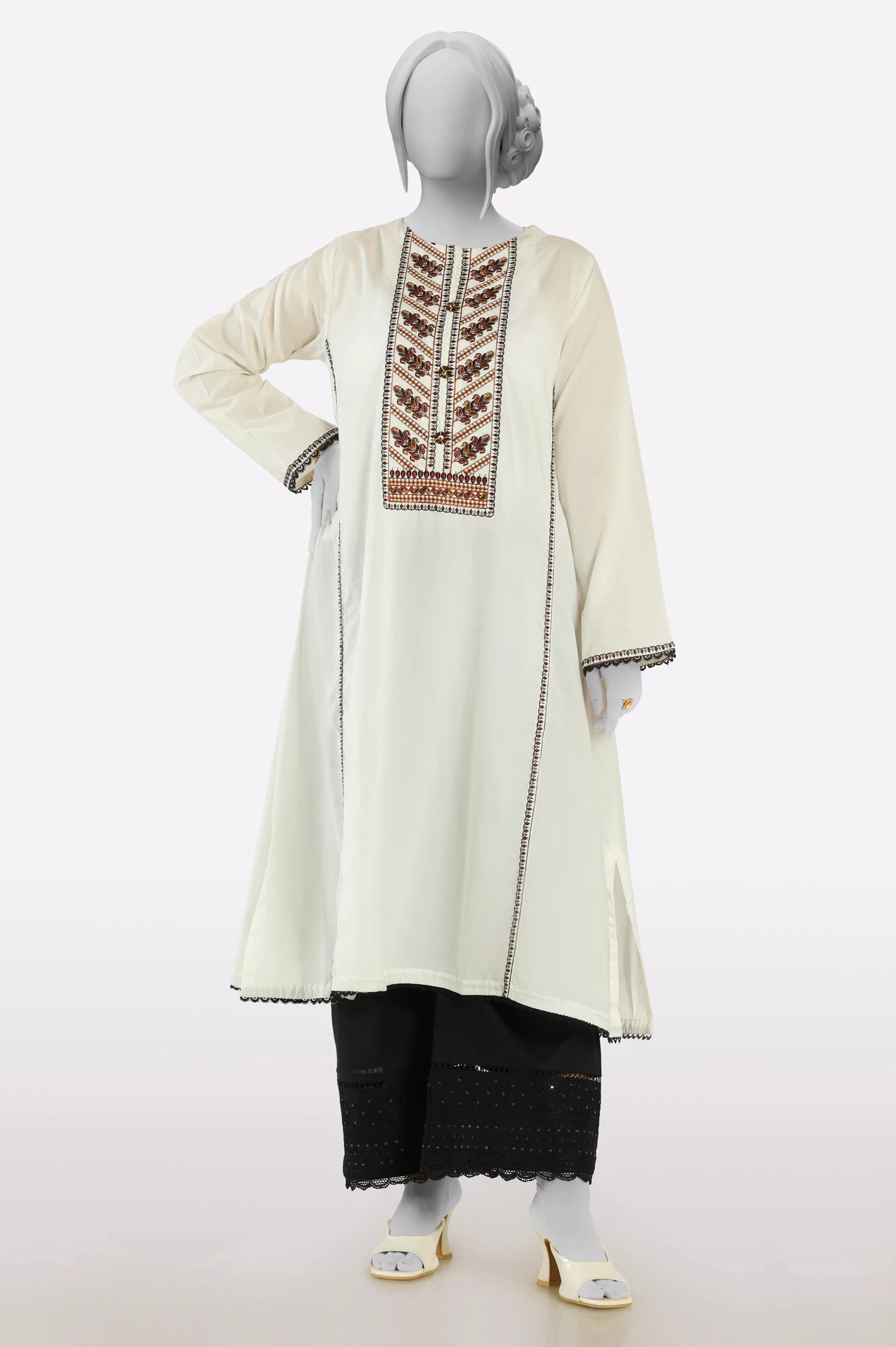 Exclusive Sale White Embroidered Kurti