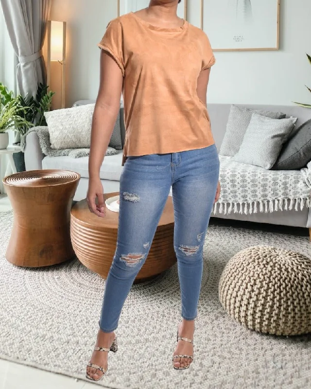 Limited Styles Ladies Camel Velour Top