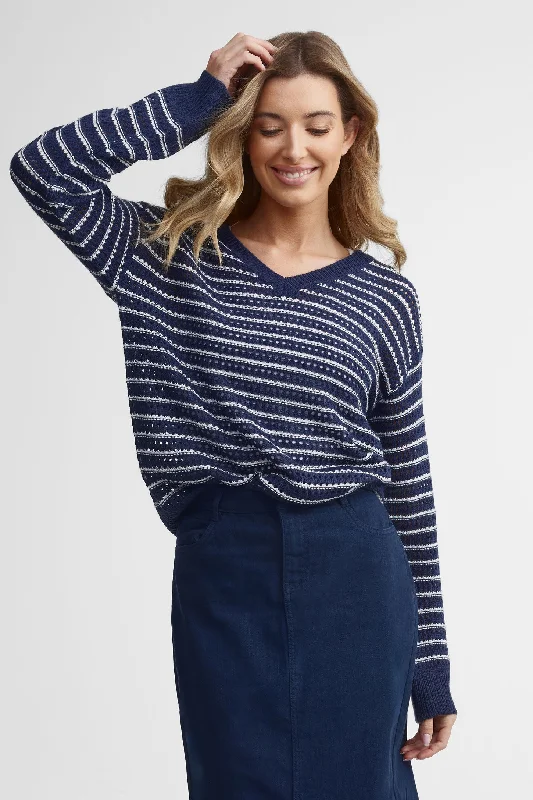 Polished Style Deals Chandail col en V tricot ajouré - Femme