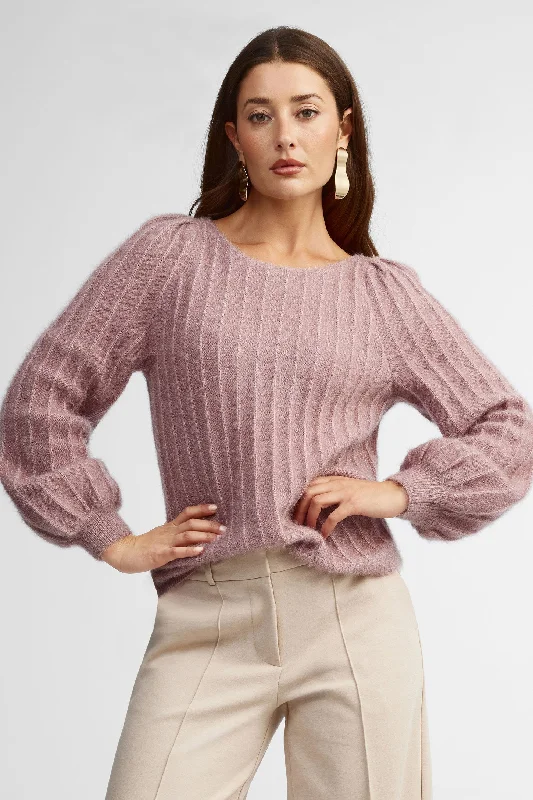 Discover Promotions Chandail col bateau tricot pelucheux - Femme
