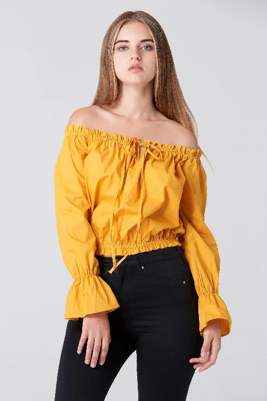 Feminine Luxe Style Sale Mustard Sabrina Top