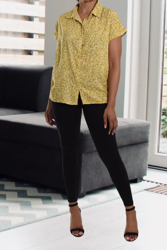 Affordable Luxury Fashion Yellow And Olive Button Top