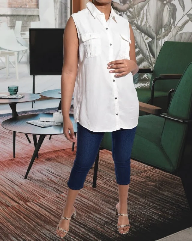 Fresh Styles, Fresh Deals Cream Pocket Front Top