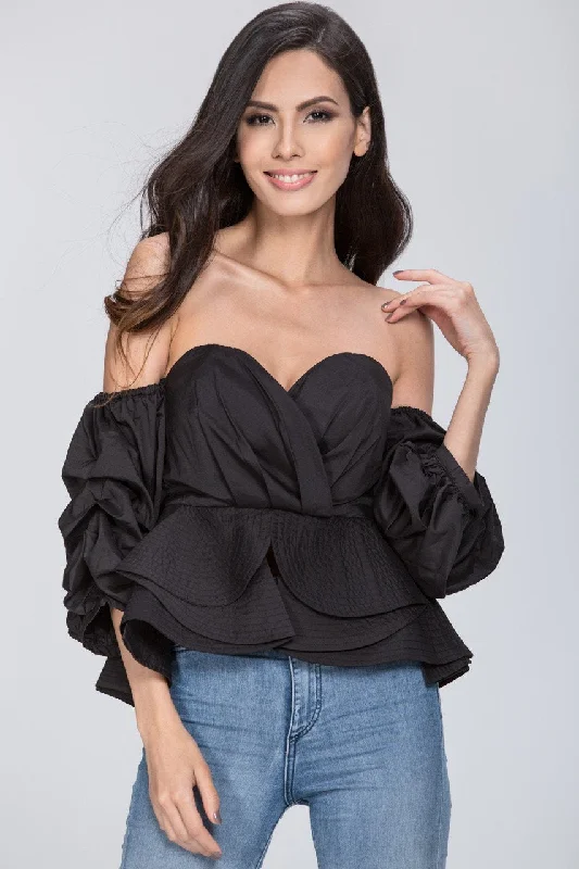 Trendy Looks On Sale Black Off The Shoulder Love Me Too Top