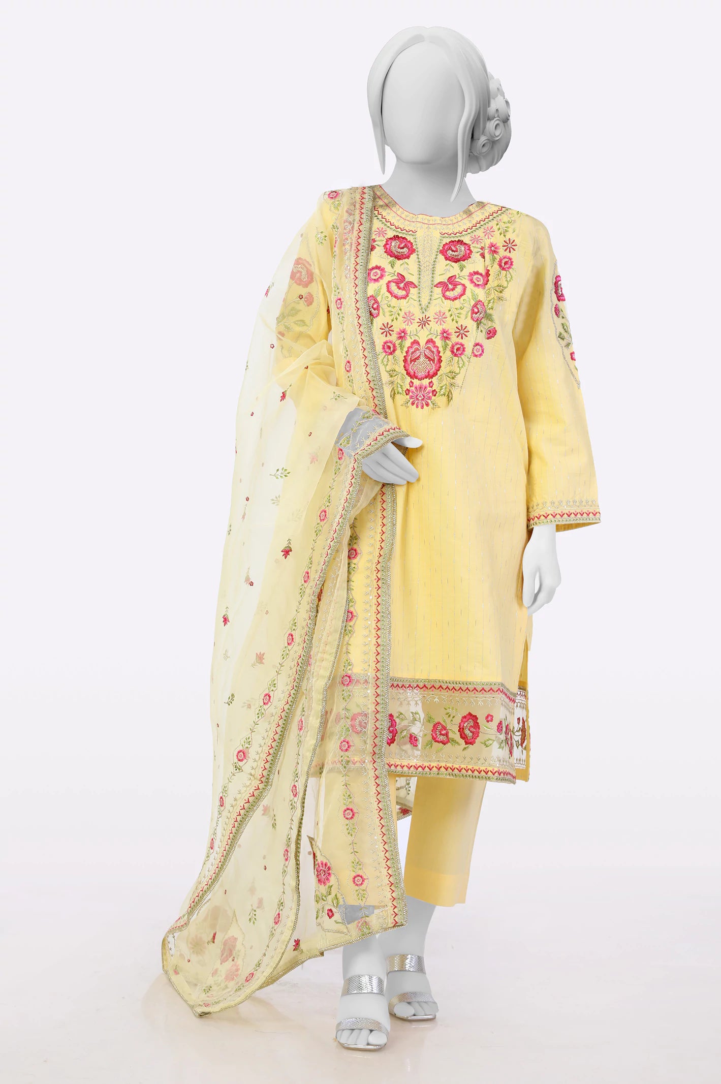 Cozy Comfort Style Sale Yellow Embroidered 3PC