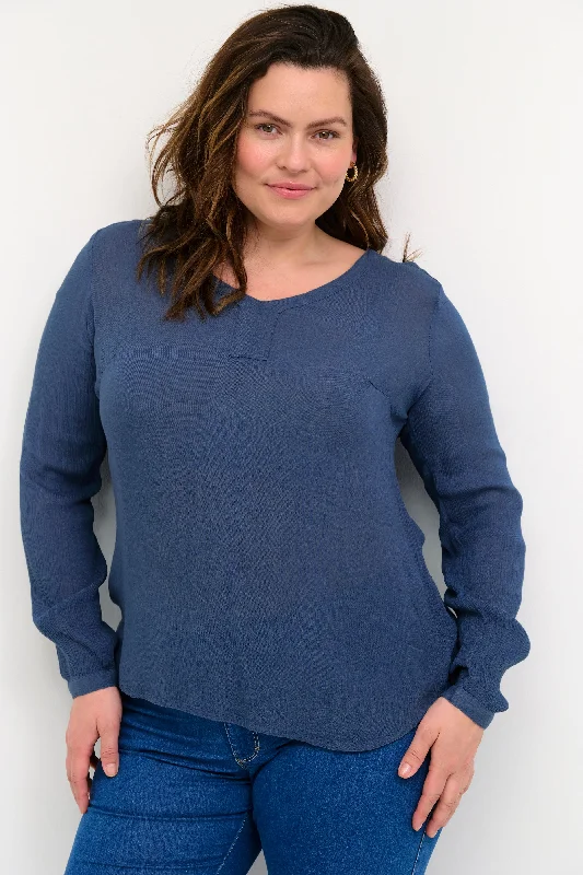 Find Your Unique Flair Zeitlose Vintage-Indigo-Bluse aus Ecovero-Viskose 
