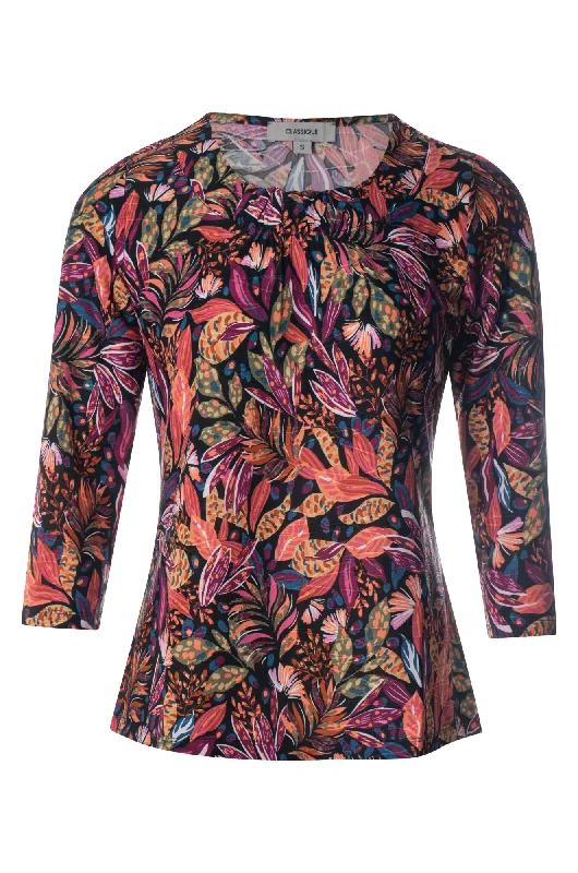 Limited Time Offer Textured Slinky Top | Spice Multi Leaf | 9121BR