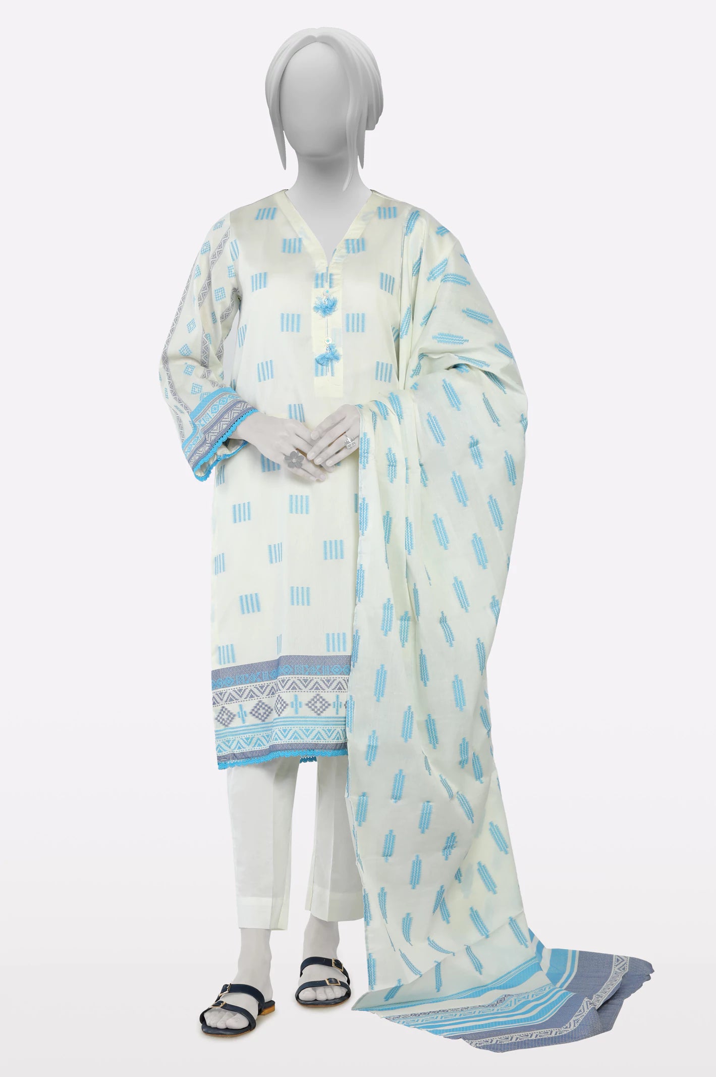 Hot Items White Jacquard 2PC