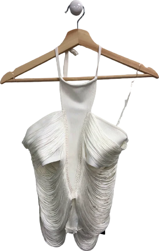Avant-Garde Style Promotions Fashion Nova White Fraza Fringe Halter Top UK S