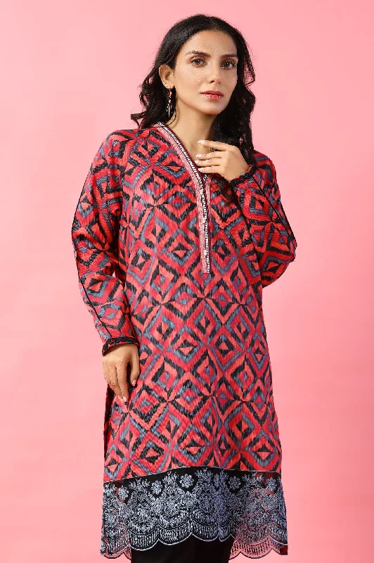 You'll Love Us Because Red Printed Kurti