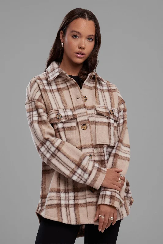 Trendy Women's Wear Collection Surchemise surdimensionnée en flanelle à carreaux - Femme