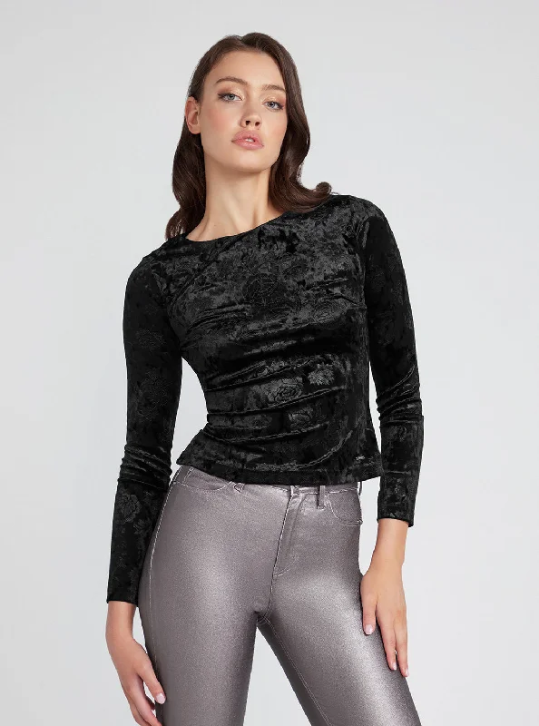 Chic And Edgy Black Aida Velvet Top