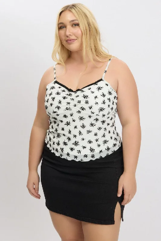 Step Ahead, Lead The Trend White Floral Floral Singlet Top