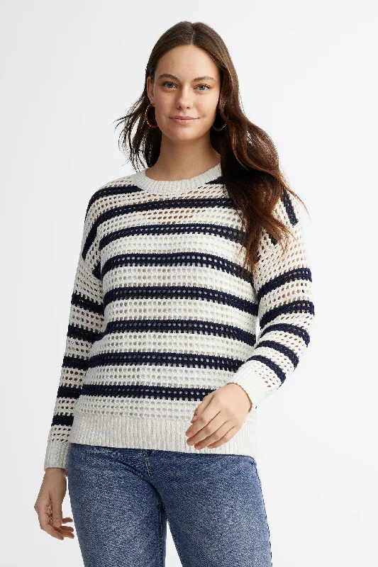 Seasonal Fashion Chandail manches longues tricot rayé - Femme