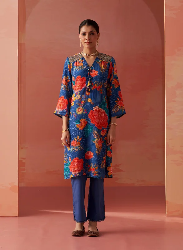 Contemporary Chic Promotions Noorani Blue Printed Kurta