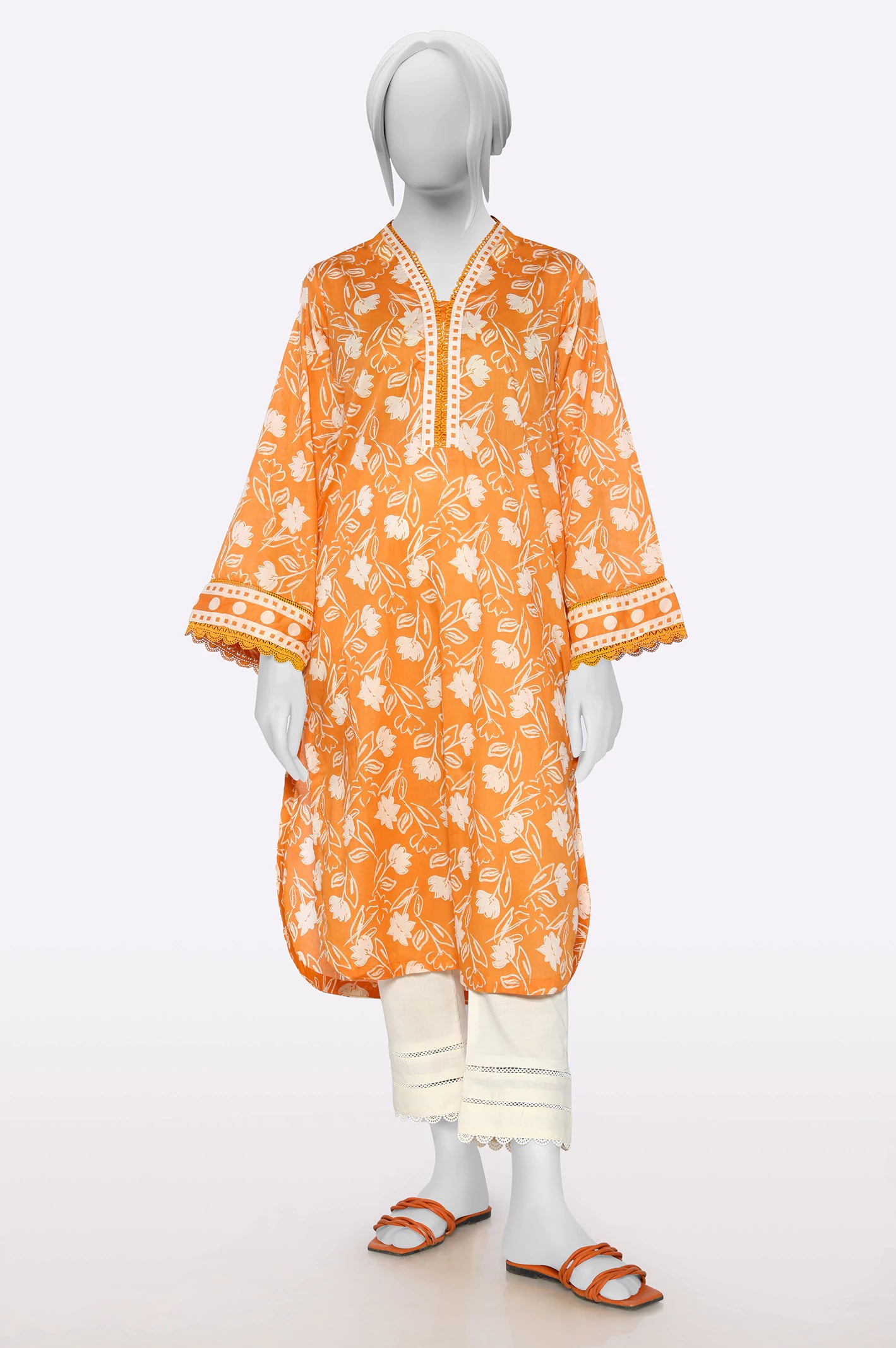 Season Offer Orange Printed Kurti