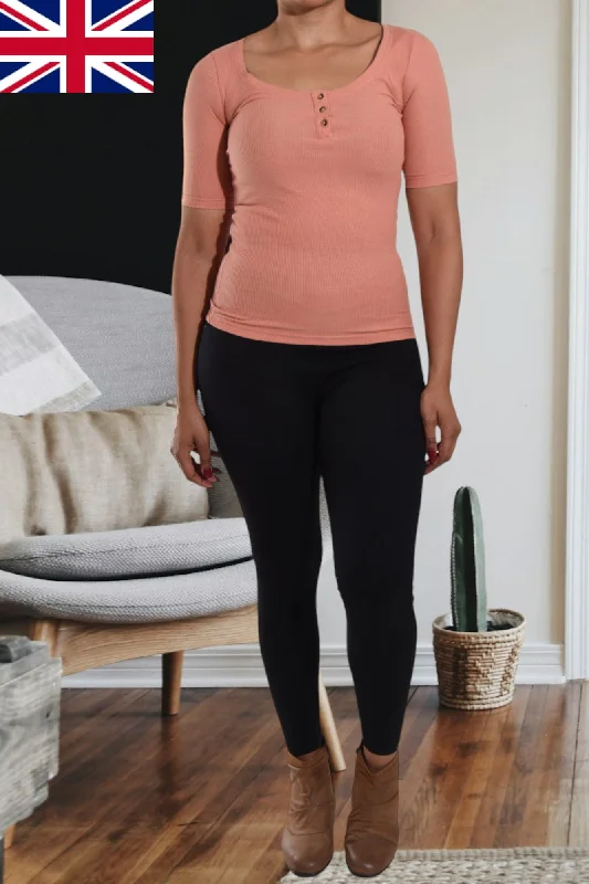 Limited Edition Coral Button Front Top
