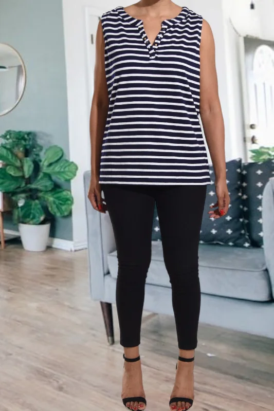 Fashion Essentials Striped Black Top
