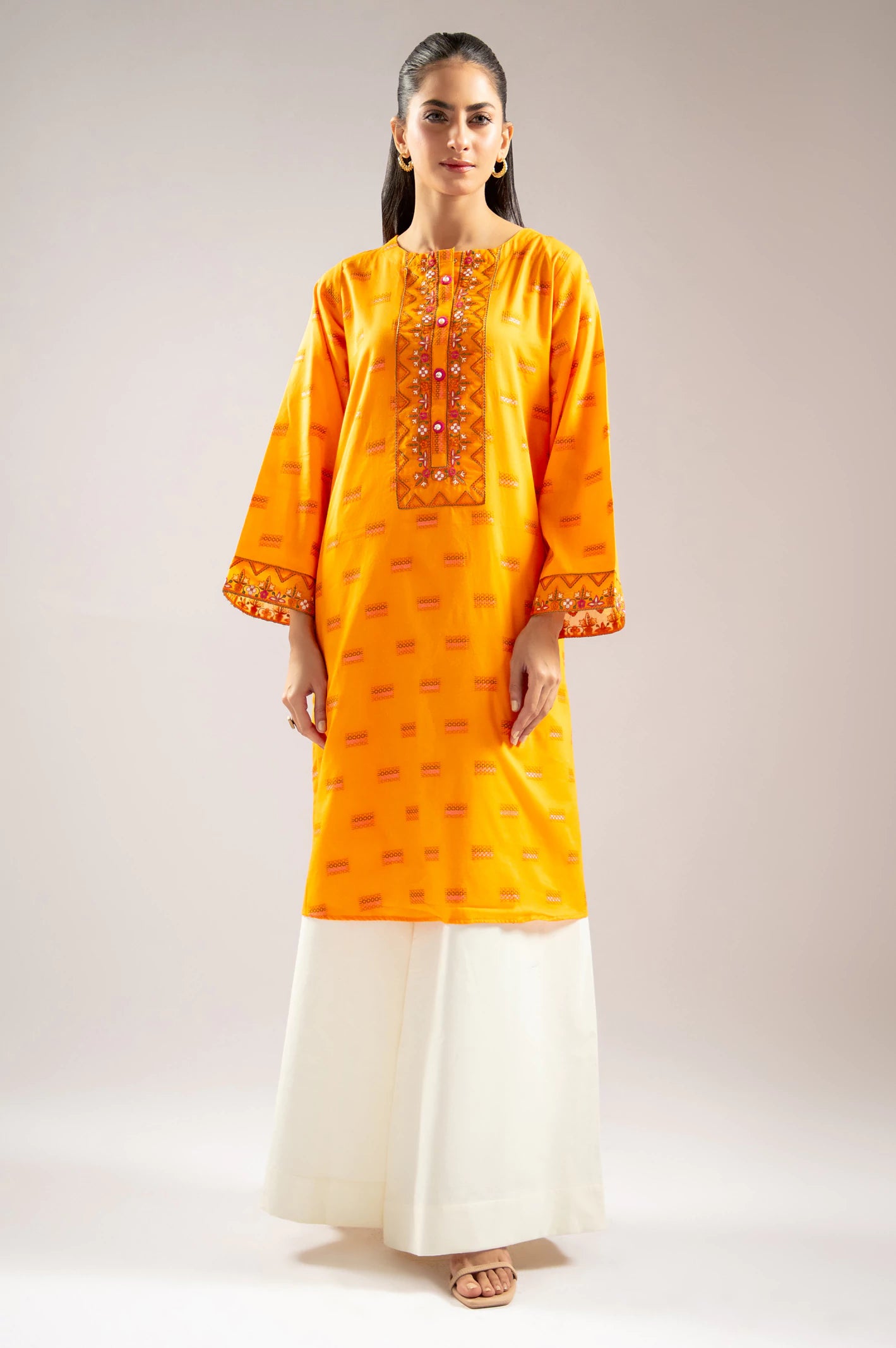 Fashion Sale Orange Embroidered Kurti