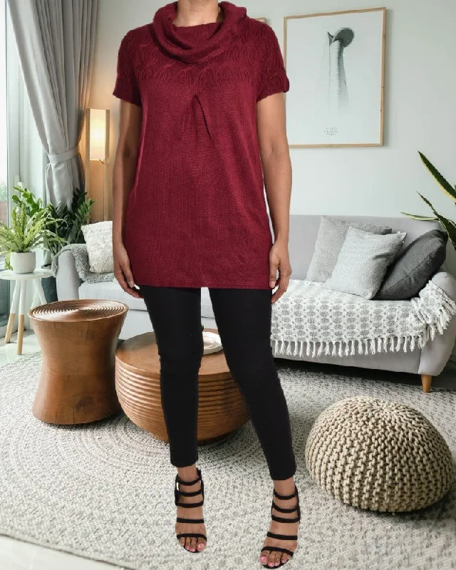 Hot Picks Cowl Neck Maroon Jersey