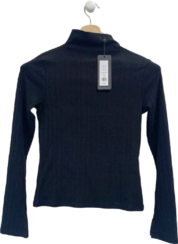 Sophisticated Street Style Offers French Connection Black Ribbed Turtleneck Top UK XS