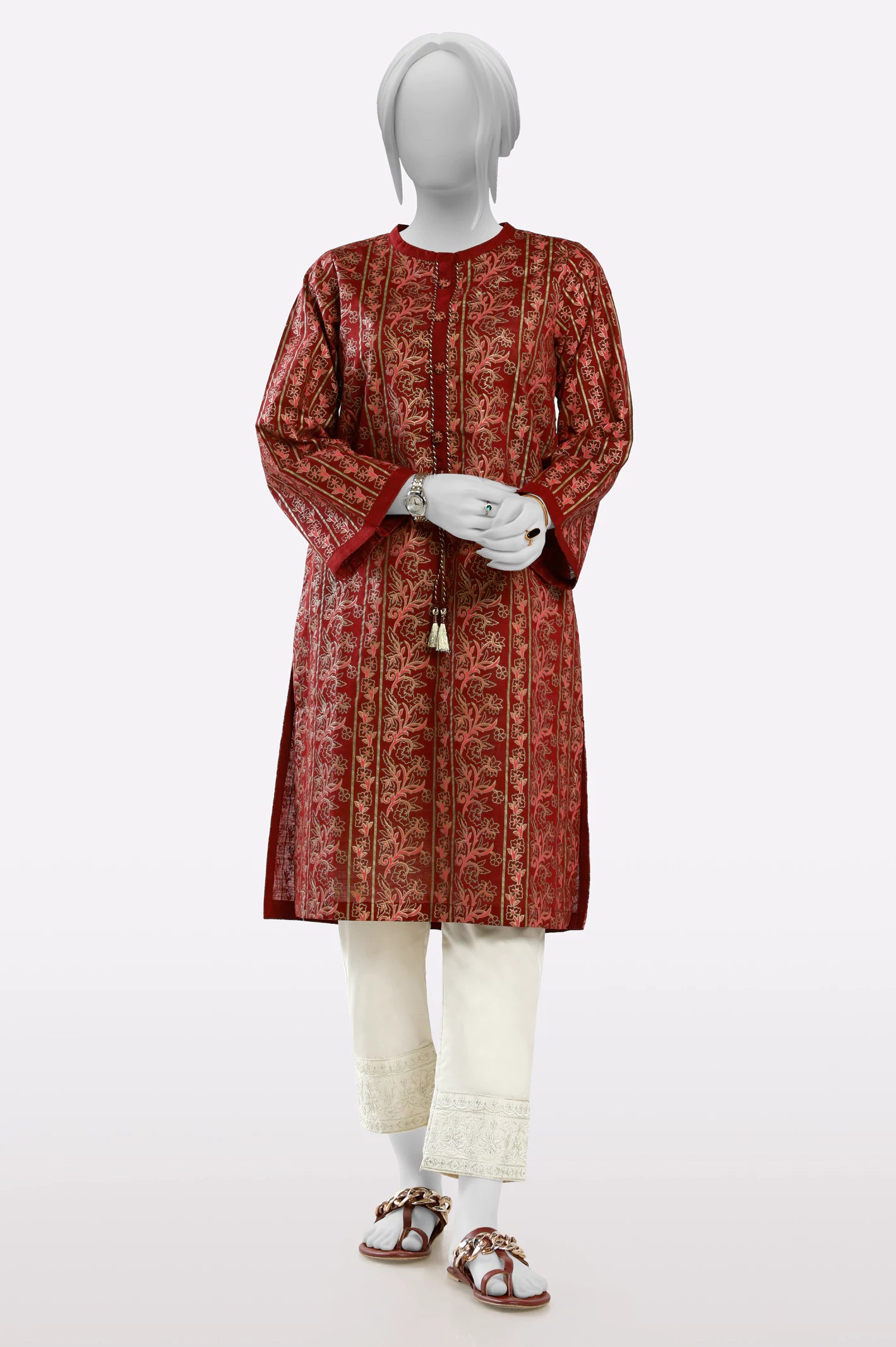 Seasonal Fashion Maroon Block Printed Kurti