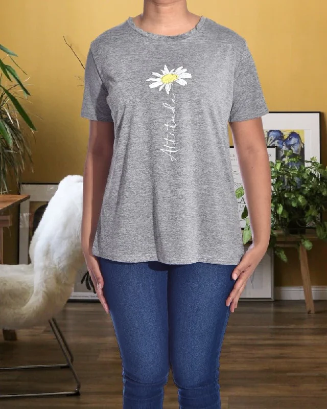 Summer Fashion Charcoal Sunflower Top