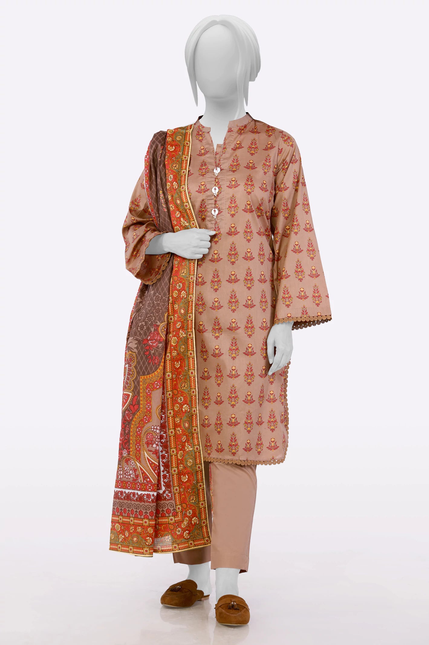 Huge Price Cut Brown Printed 3PC