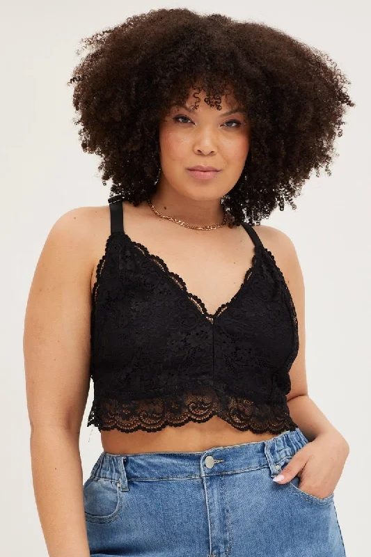 Spring Offer Black Basic Lace Bralette