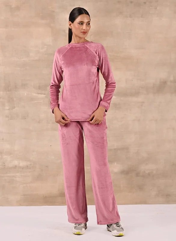 Flirty Fashion Discounts Baby Pink Round Neck Track Suit