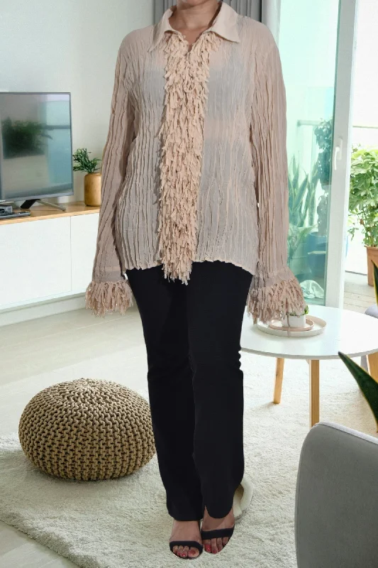 Refined Fashion Sale Peach Front Frill Top