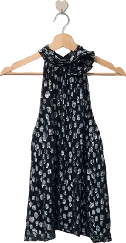 Comfortable Chic Friends Like These Black Polka Dot Halter Top UK 8