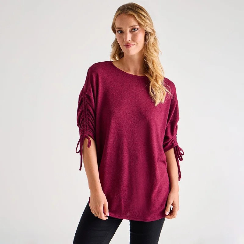 Chic & Modern Sales Ladies Ruched Sleeve Batwing Top