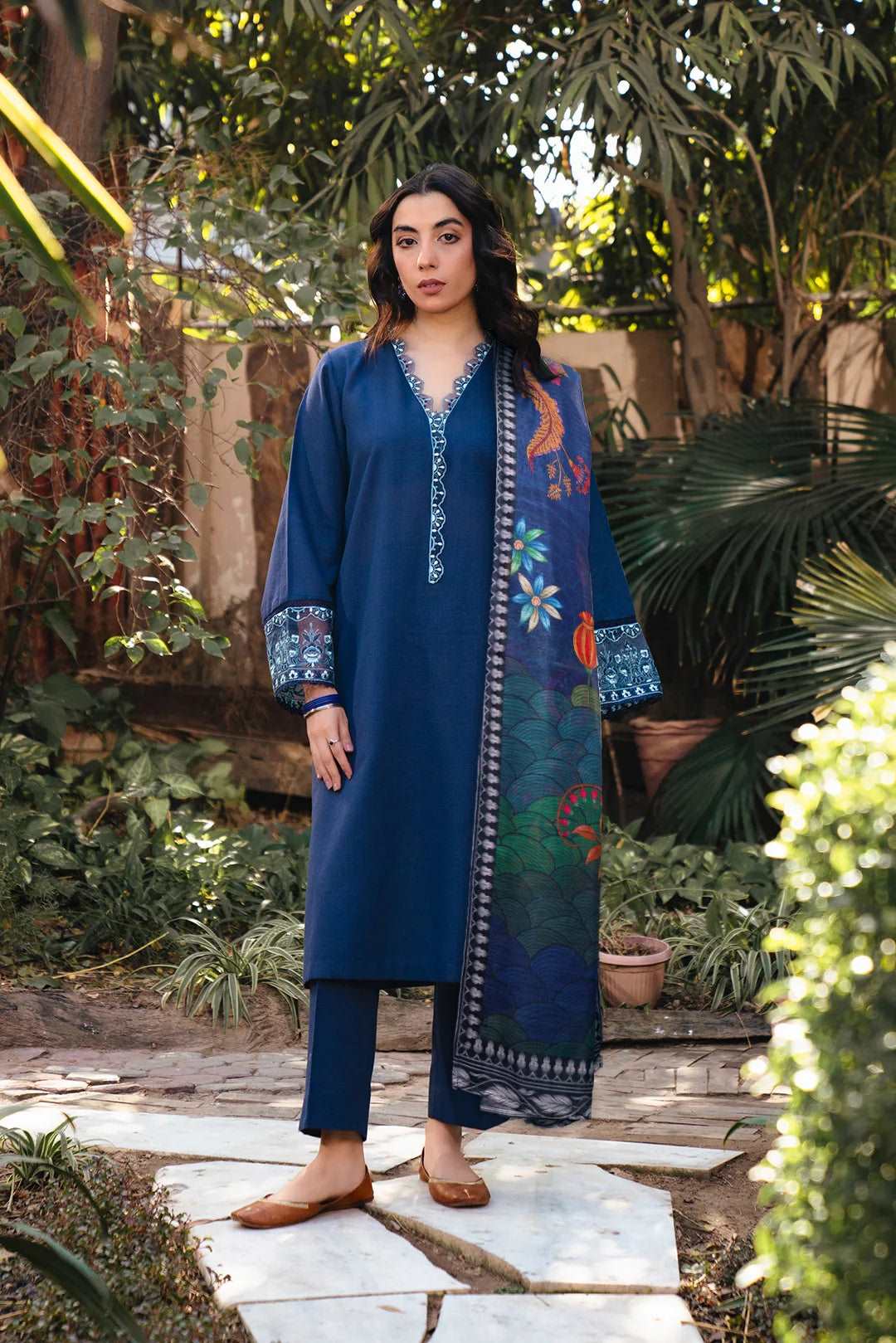Hot Brand Discounts 3 Piece Embroidered Khaddar Suit