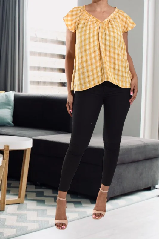 Edgy Fashion Deals Yellow Flutter Sleeve Top