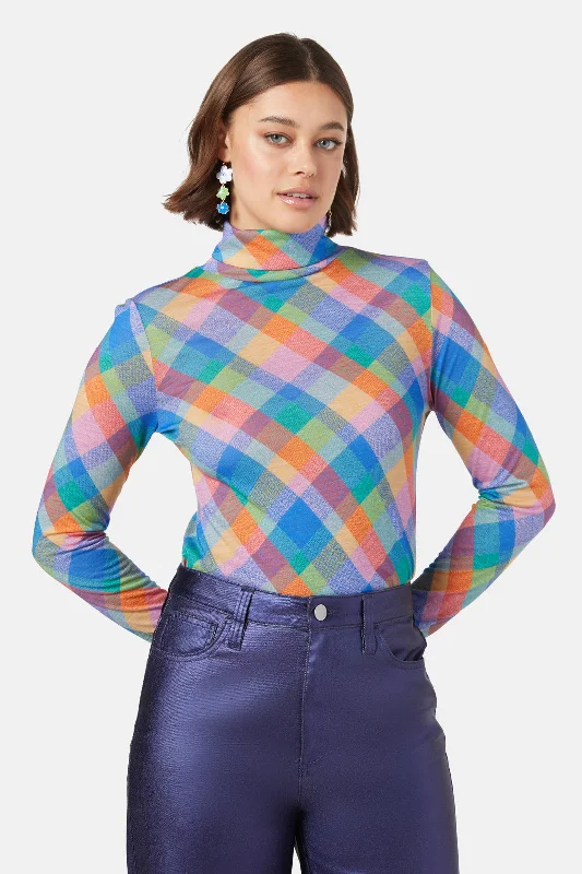Feminine Luxe Style Sale Marley Check Merino Polo