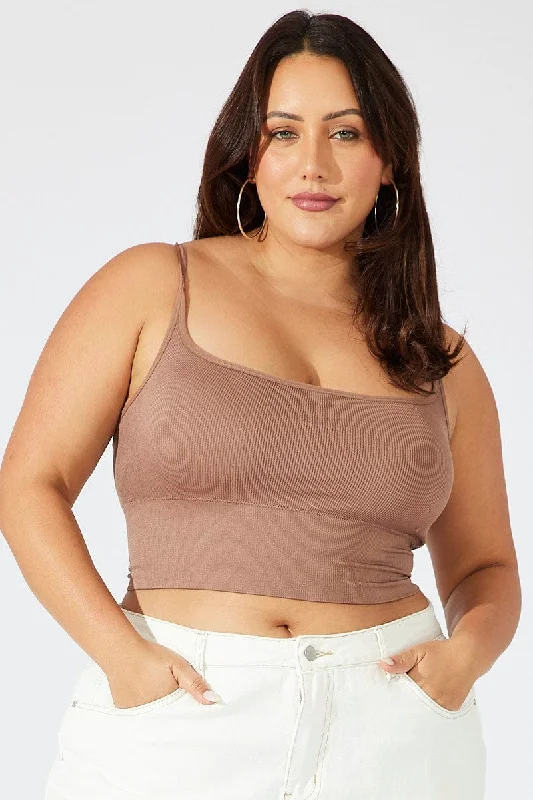 Fashion Sale Brown Bralette Round Neck Seamless