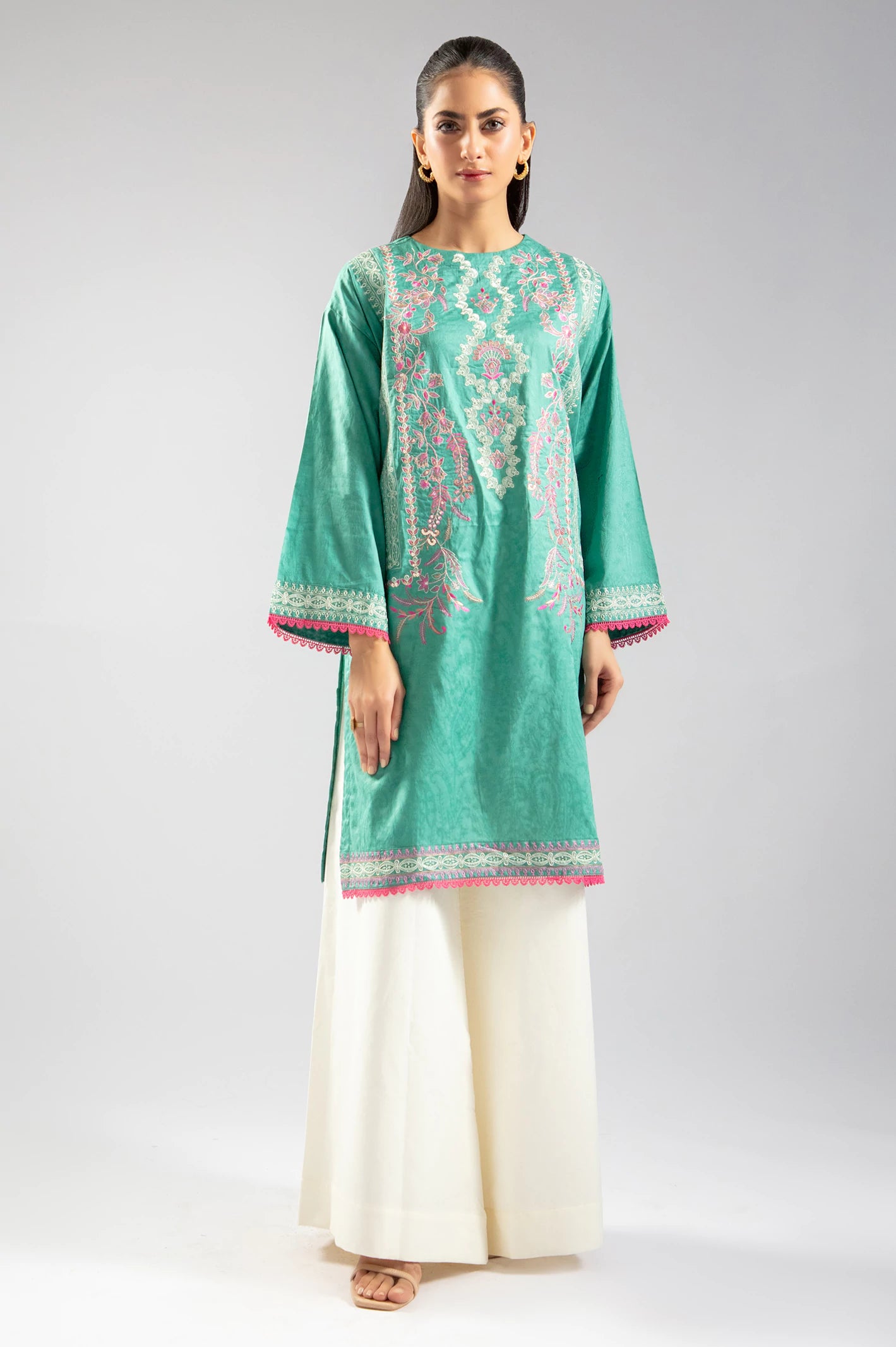 Holiday Glam Olive Embroidered Kurti