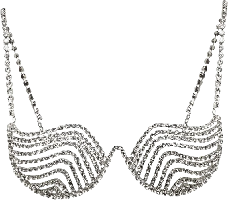 Limited Time AREA Silver Metallic Crystal-embellished Bra UK XS/S