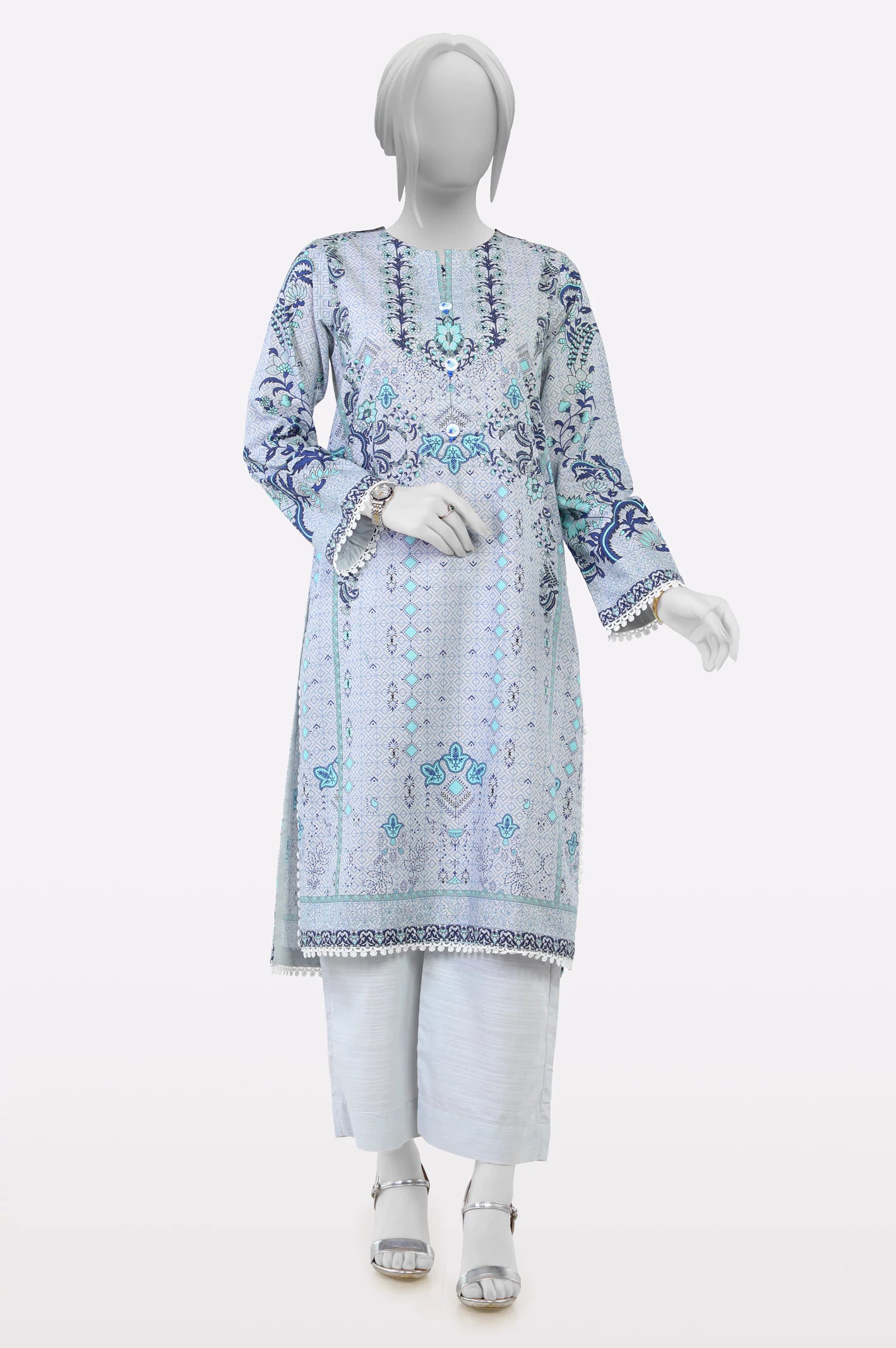 Timeless Elegance Sale Blue Printed 2PC